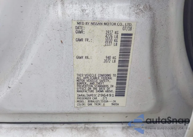 1N4AL3AP0JC296491: 42971733