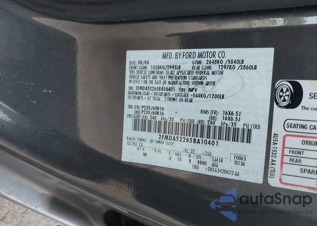 2FMDA52265BA10401: 42971810