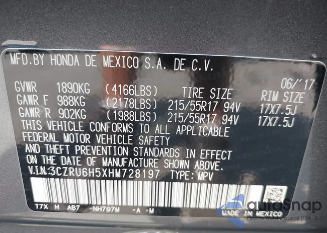 3CZRU6H5XHM728197: 42971065