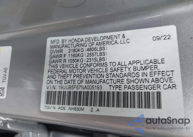 19UUB5F57NA005193: 42971164