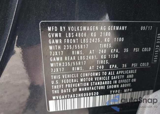 WVGAV7AX2HK050520: 42971217