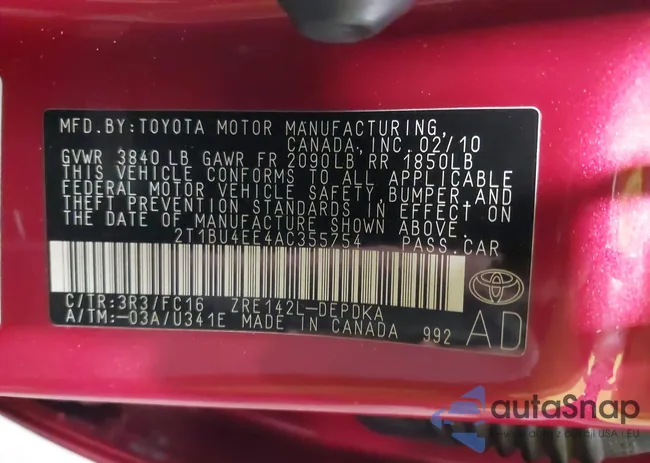 2T1BU4EE4AC355754: 42972813