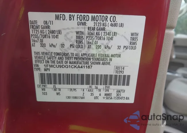 1FMCU9DG1CKA41187: 42972014