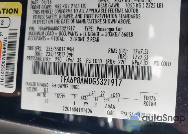 1FA6P8AM0G5321917: 42972343