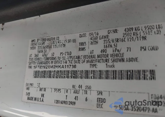 1FTBW2XM2HKA11738: 42973465