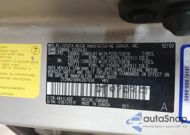 2T2HA31U84C007658: 42973603