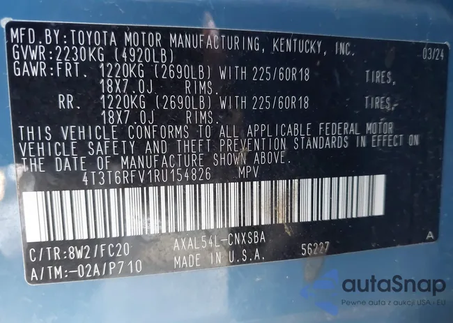 4T3T6RFV1RU154826: 42973695