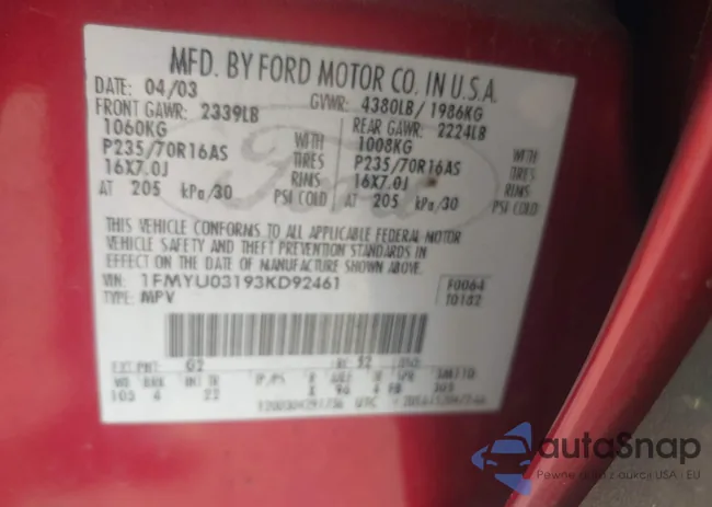 1FMYU03193KD92461: 42973878