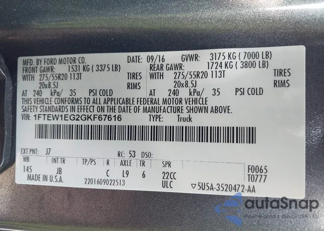 1FTEW1EG2GKF67616: 42973070