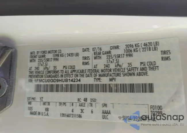 1FMCU0GD9HUB14234: 42973285