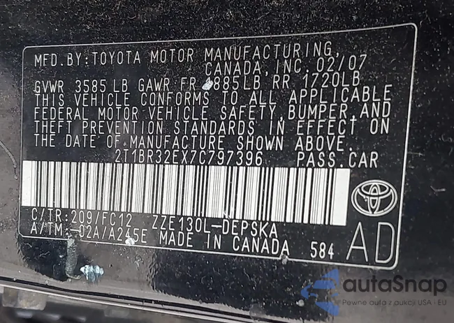 2T1BR32EX7C797396: 42974409