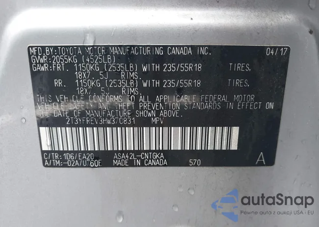 2T3YFREV3HW370831: 42974410