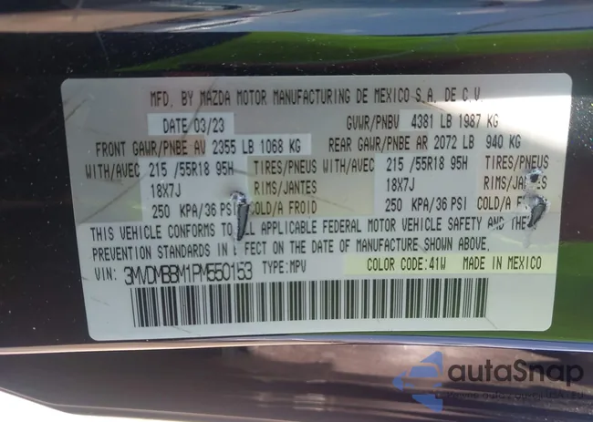 3MVDMBBM1PM550153: 42974526