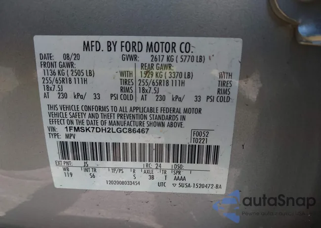 1FMSK7DH2LGC86467: 42974531