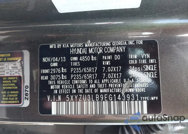 5XYZU3LB9EG143931: 42974706