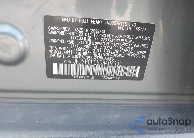 JF2SHGHC5DH408432: 42974901