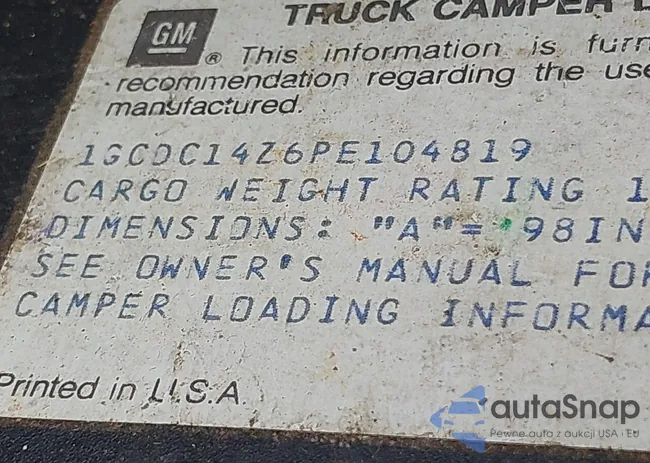 1GCDC14Z6PE104819: 42974903