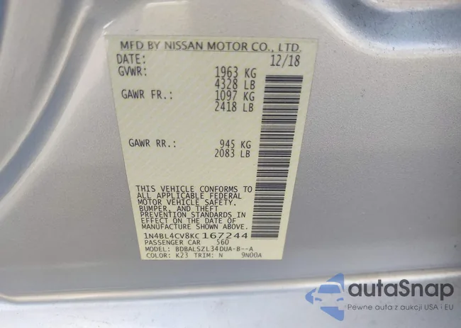 1N4BL4CV8KC167244: 42974932