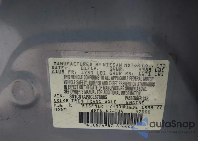 3N1CN7AP8CL878885: 42974975