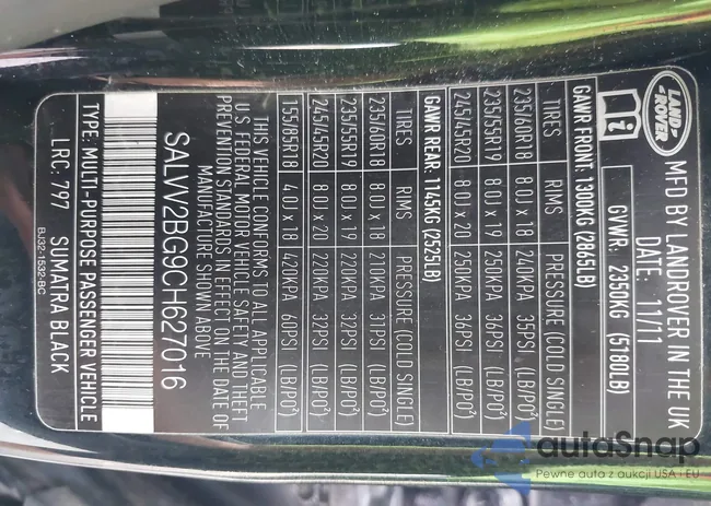 SALVV2BG9CH627016: 42975673