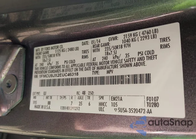 1FMCU9JX2EUC46318: 42975749