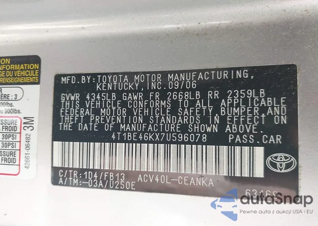 4T1BE46KX7U596078: 42975805