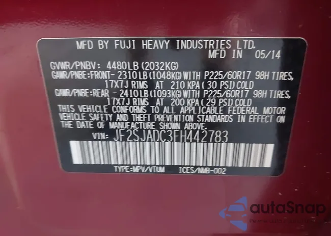 JF2SJADC3FH442783: 42975977