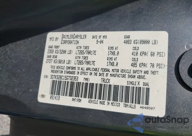 3D7KS28C15G732353: 42975016