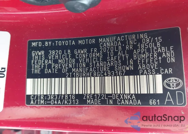 2T1BURHE8GC493167: 42975085