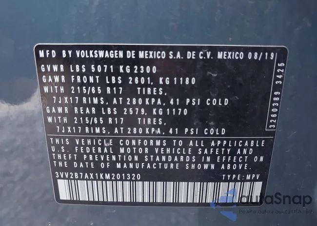 3VV2B7AX1KM201320: 42975370