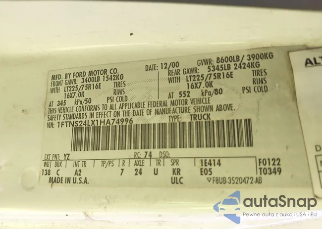 1FTNS24LX1HA74996: 42977458