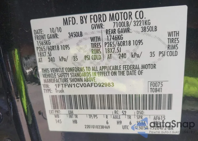 1FTFW1CV0AFD92983: 42977910