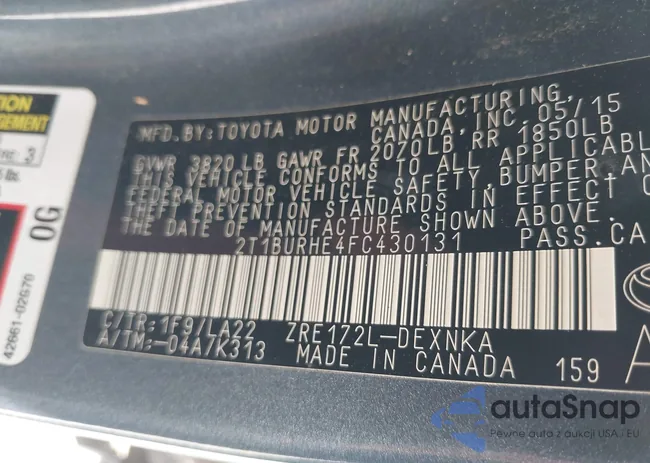 2T1BURHE4FC430131: 42977221