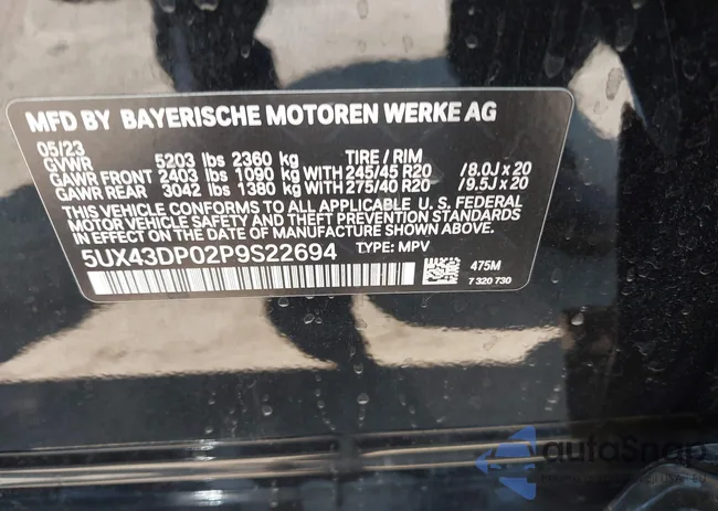 5UX43DP02P9S22694: 42977302