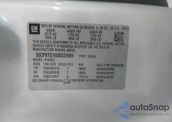 3GCPKTE76DG323969: 42978385