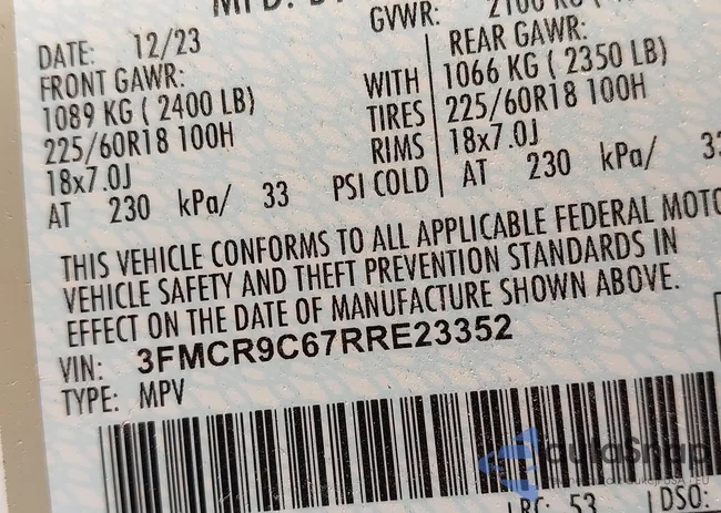 3FMCR9C67RRE23352: 42978500