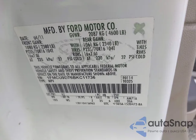 1FMCU9D76BKC11736: 42978616