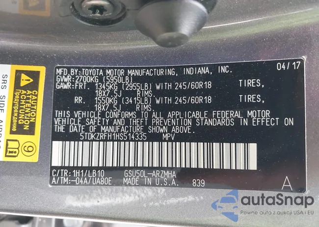 5TDKZRFH1HS514335: 42978731