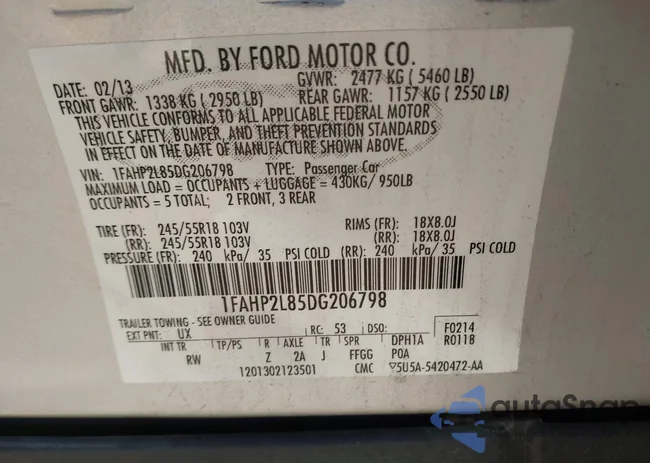 1FAHP2L85DG206798: 42978739