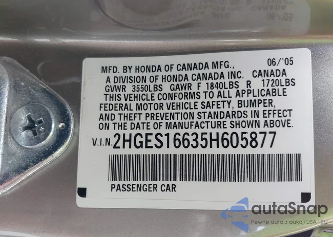 2HGES16635H605877: 42978747