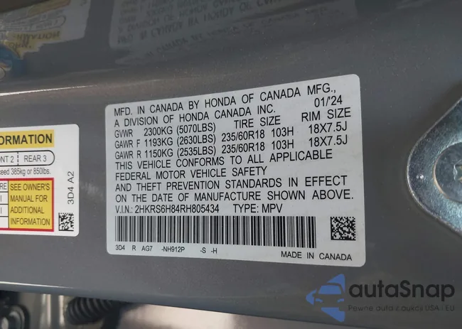 2HKRS6H84RH805434: 42978065