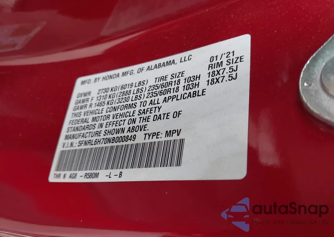 5FNRL6H70NB000849: 42979420