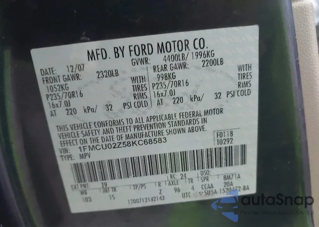 1FMCU02Z58KC68583: 42979643