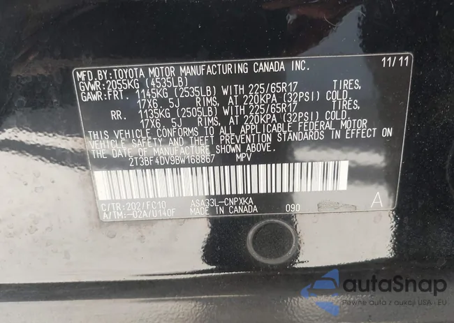 2T3BF4DV9BW168867: 42979817