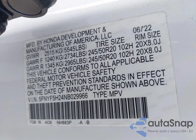 5FNYF5H24NB029966: 42979832