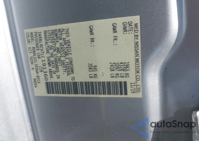 1N4BL4CV7LC191360: 42979884