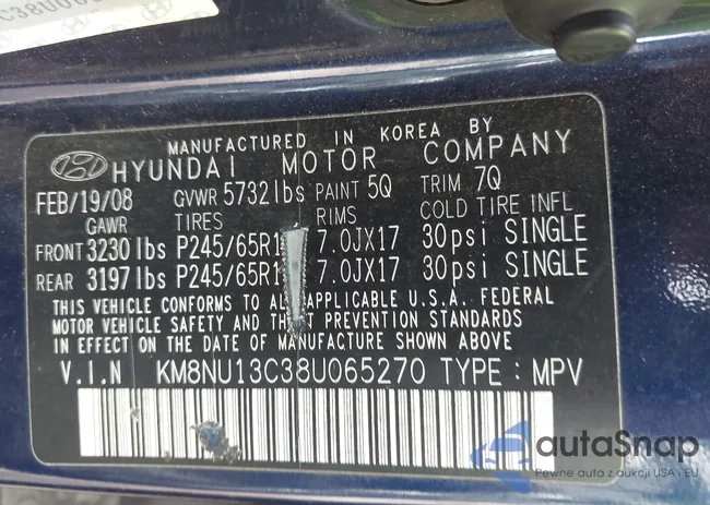 KM8NU13C38U065270: 42978990