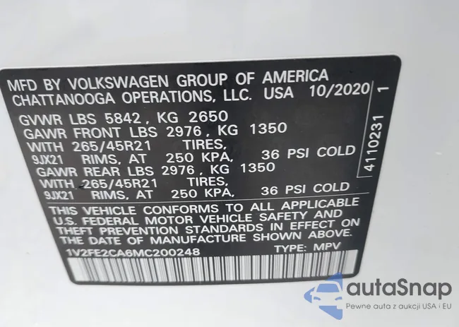 1V2FE2CA6MC200248: 42979306