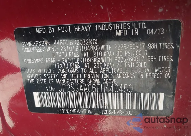 JF2SJAAC6EH440450: 42979369