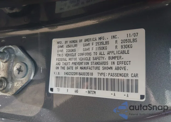 1HGCS22818A003518: 42980610